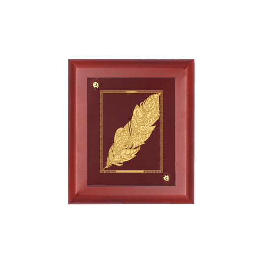 Diviniti 24K Gold Plated FEATHER  Wall Hanging for Home| MDF Size 1 Photo Frame For Wall Decoration| Wall Hanging Photo Frame For Home Decor, Living Room, Hall, Guest Room (16 × 13 cm)