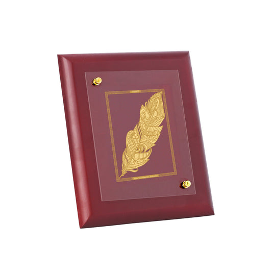 Diviniti 24K Gold Plated FEATHER  Wall Hanging for Home| MDF Size 1 Photo Frame For Wall Decoration| Wall Hanging Photo Frame For Home Decor, Living Room, Hall, Guest Room (16 × 13 cm)