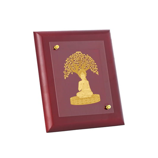 Diviniti 24K Gold Plated BUDDHA WITH TREE Wall Hanging for Home| MDF Size 1 Photo Frame For Wall Decoration| Wall Hanging Photo Frame For Home Decor, Living Room, Hall, Guest Room (16 × 13 cm)