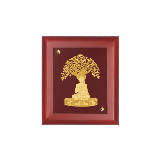 Diviniti 24K Gold Plated BUDDHA WITH TREE Wall Hanging for Home| MDF Size 1 Photo Frame For Wall Decoration| Wall Hanging Photo Frame For Home Decor, Living Room, Hall, Guest Room (16 × 13 cm)