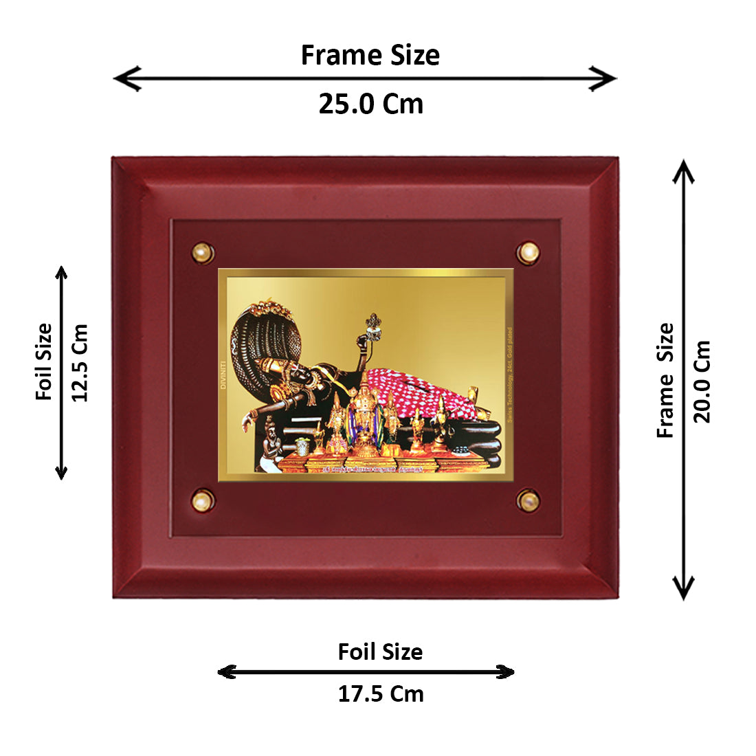 DIVINITI Vishnu-3 Gold-Plated Wall Photo Frame| MDF 2.5 Wooden Wall Frame with 24K Gold-Plated Foil| Religious Photo Frame Idol For Prayer, Gifts Items (25CMX20CM)