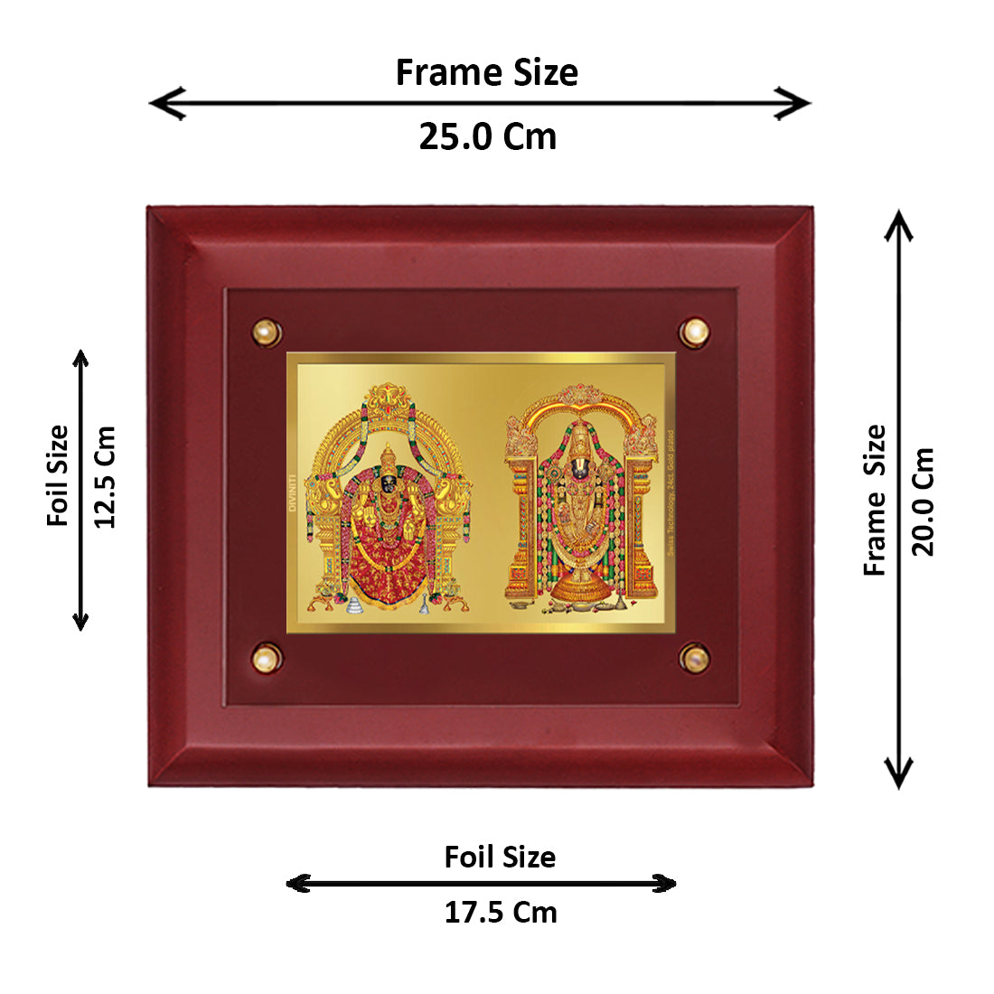 DIVINITI Padmavati Balaji Gold-Plated Wall Photo Frame| MDF 2.5 Wooden Wall Frame with 24K Gold-Plated Foil| Religious Photo Frame Idol For Prayer, Gifts Items (25CMX20CM)