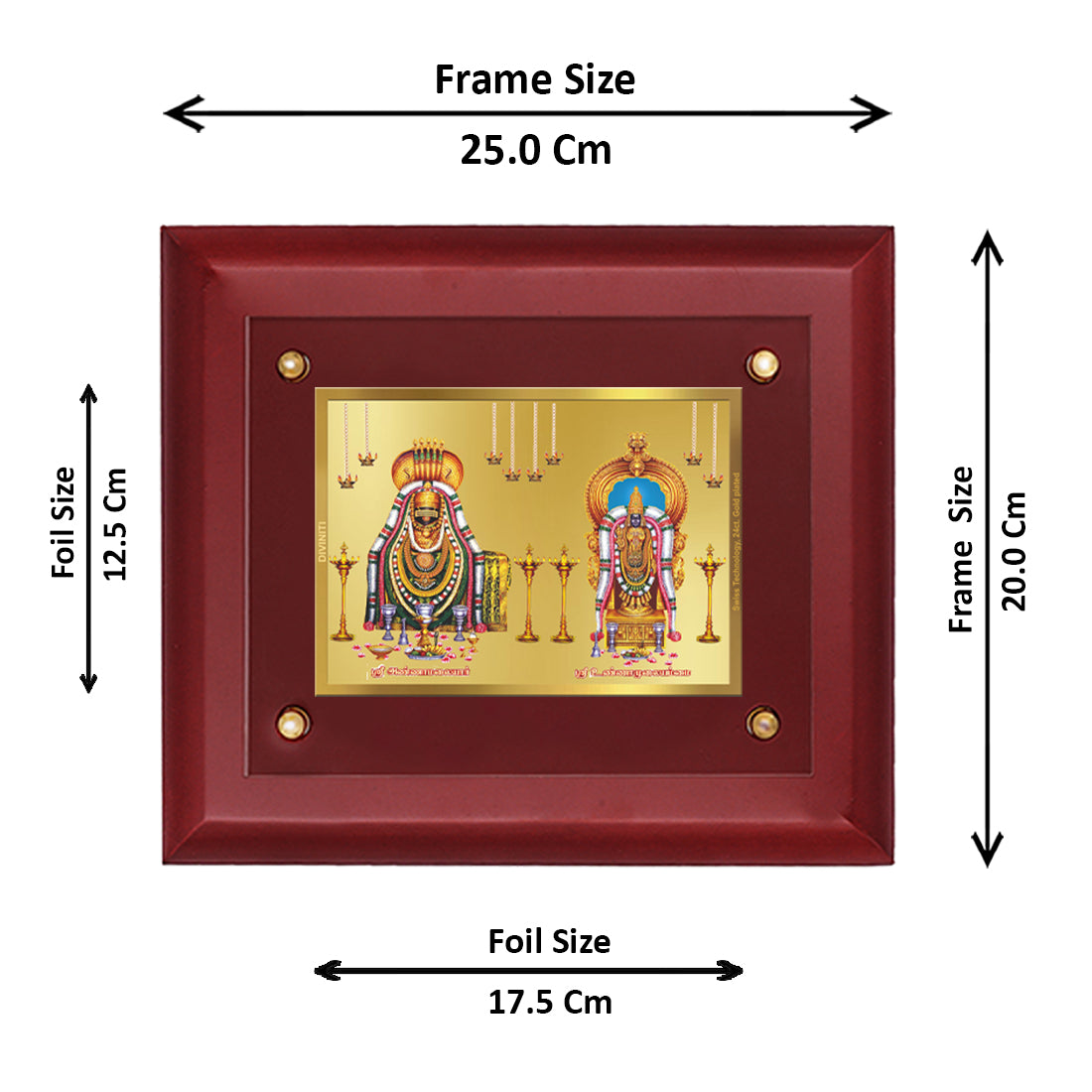 DIVINITI Unnamalai Annamalai Gold-Plated Wall Photo Frame| MDF 2.5 Wooden Wall Frame with 24K Gold-Plated Foil| Religious Photo Frame Idol For Prayer, Gifts Items (25CMX20CM)