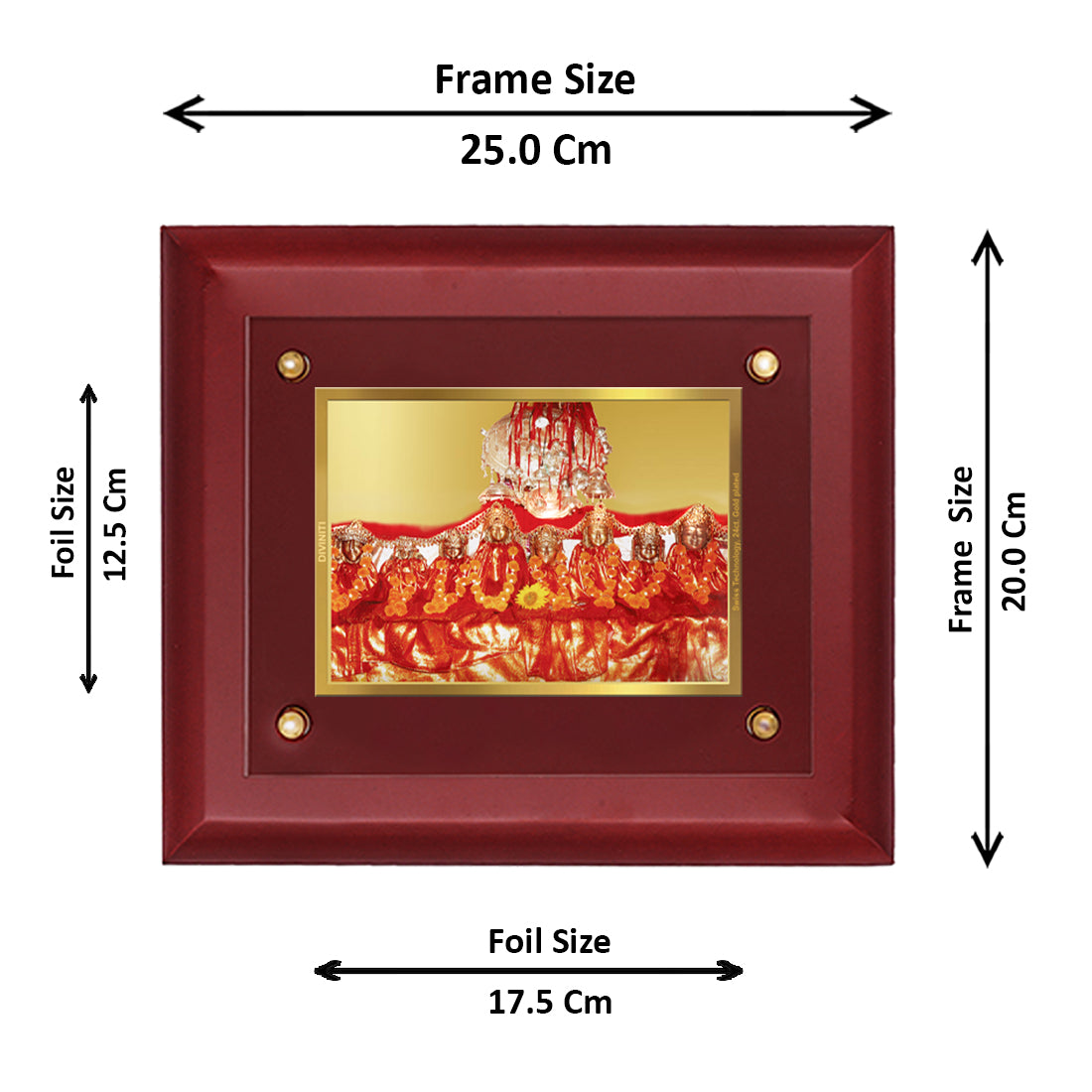 DIVINITI Shoolini Mata Gold-Plated Wall Photo Frame| MDF 2.5 Wooden Wall Frame with 24K Gold-Plated Foil| Religious Photo Frame Idol For Prayer, Gifts Items (25CMX20CM)