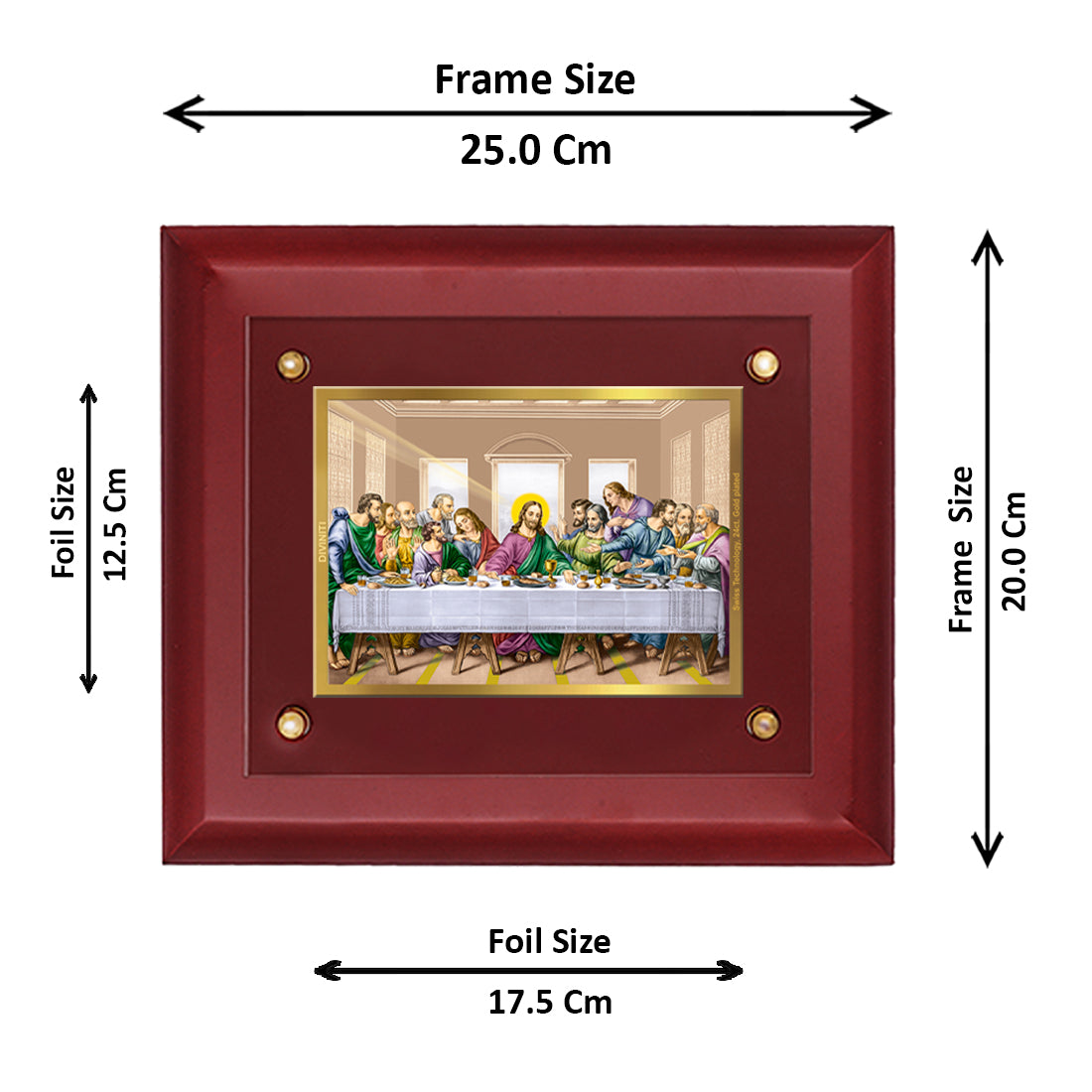 DIVINITI The Last Supper Gold-Plated Wall Photo Frame| MDF 2.5 Wooden Wall Frame with 24K Gold-Plated Foil| Religious Photo Frame Idol For Prayer, Gifts Items (25CMX20CM)