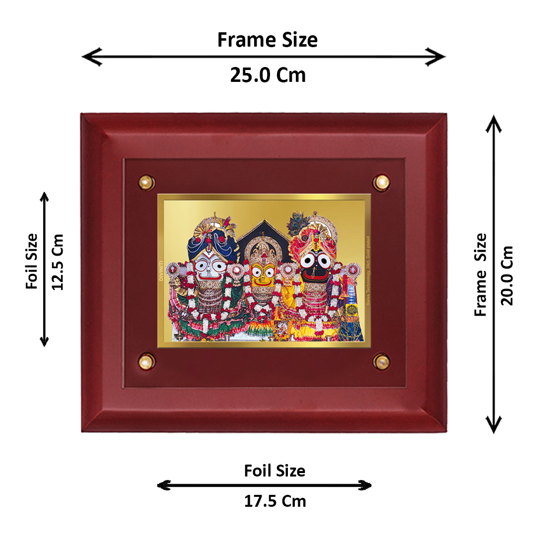 DIVINITI Jagannath-2 Gold-Plated Wall Photo Frame| MDF 2.5 Wooden Wall Frame with 24K Gold-Plated Foil| Religious Photo Frame Idol For Prayer, Gifts Items (25CMX20CM)