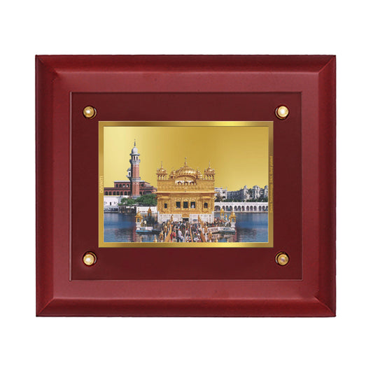 DIVINITI Golden Temple-1 Gold-Plated Wall Photo Frame| MDF 2.5 Wooden Wall Frame with 24K Gold-Plated Foil| Religious Photo Frame Idol For Prayer, Gifts Items (25CMX20CM)