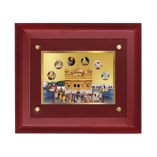 DIVINITI Golden Temple -2 Gold-Plated Wall Photo Frame| MDF 2.5 Wooden Wall Frame with 24K Gold-Plated Foil| Religious Photo Frame Idol For Prayer, Gifts Items (25CMX20CM)