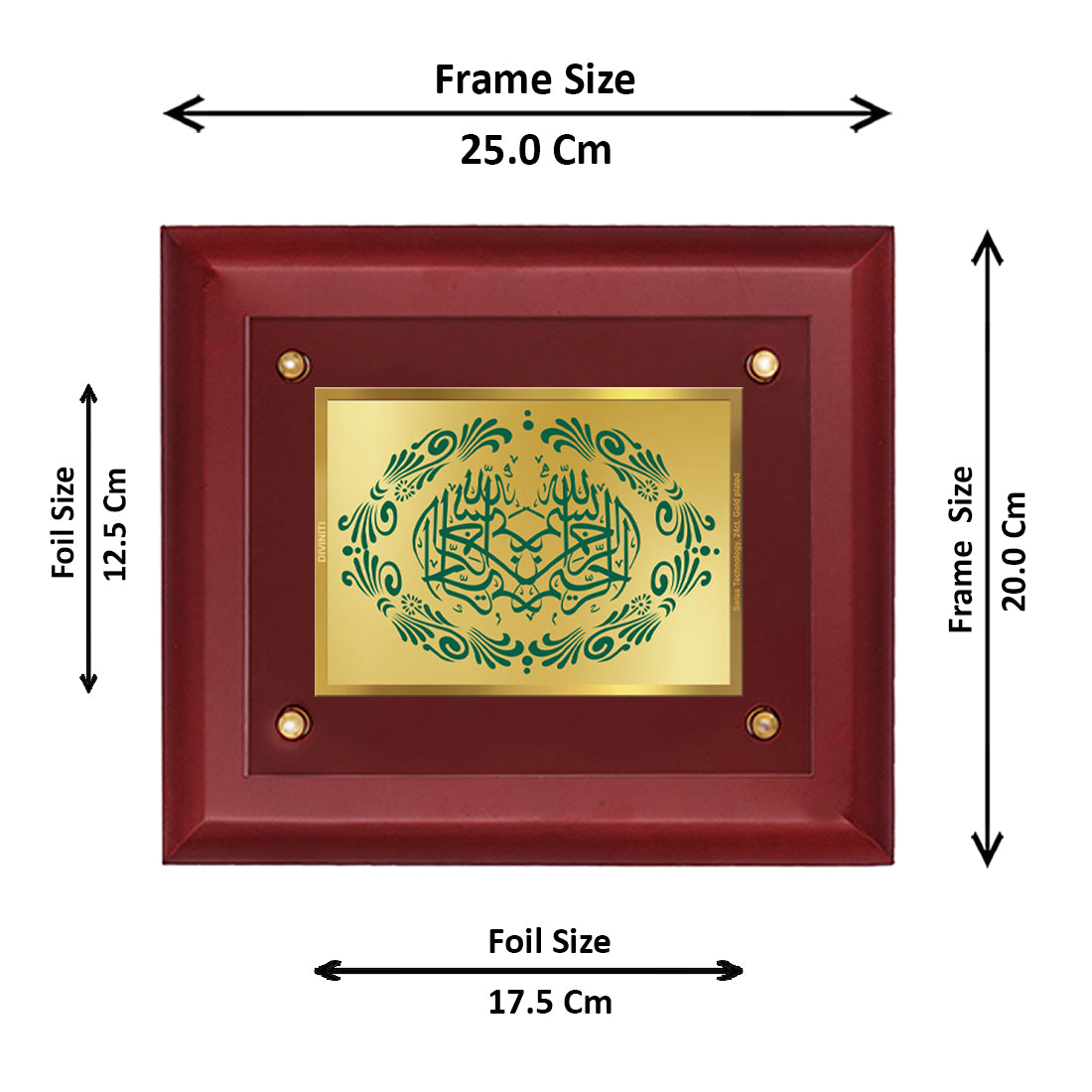 DIVINITI Bismillah Irr Rahaman Irr Rahim 
Style-2 Gold-Plated Wall Photo Frame| MDF 2.5 Wooden Wall Frame with 24K Gold-Plated Foil| Religious Photo Frame Idol For Prayer, Gifts Items (25CMX20CM)