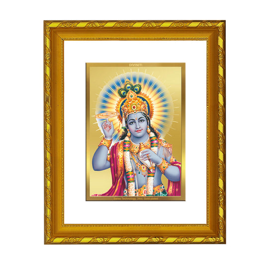 DIVINITI 24K Gold Plated Vishnu Ji Photo Frame For Home Wall Decor, TableTop, Puja, Gift (21.5 X 17.5 CM)