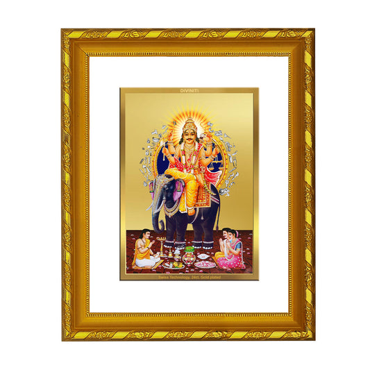 DIVINITI 24K Gold Plated Vishwakarma Photo Frame For Home Decor Showpiece, Puja Room (21.5 X 17.5 CM)