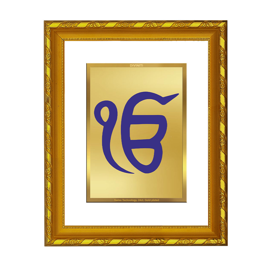 DIVINITI 24K Gold Plated Ik Onkar Wall Photo Frame For Home Decor, Tabletop, Gift (21.5 X 17.5 CM)