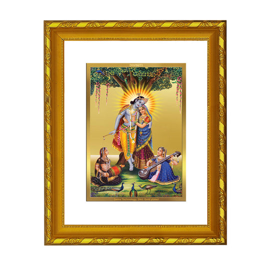 DIVINITI 24K Gold Plated Radha Krishna Photo Frame For Home Decor, Tabletop, Worship (21.5 X 17.5 CM)