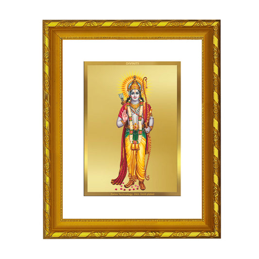 DIVINITI 24K Gold Plated Lord Ram Photo Frame For Home Wall Decor, TableTop (21.5 X 17.5 CM)