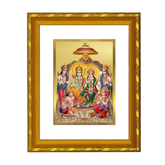 DIVINITI 24K Gold Plated Ram Darbar Wall Photo Frame For Home Decor, Puja, Diwali Gift(21.5 X 17.5 CM)