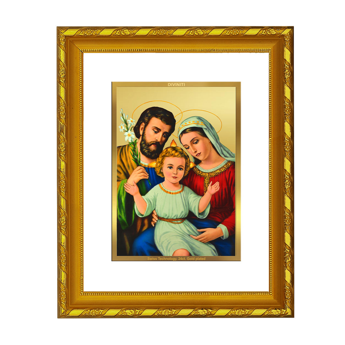 DIVINITI 24K Gold Plated Holy Family Wall Photo Frame For Home Decor, Tabletop, Gift (21.5 X 17.5 CM)