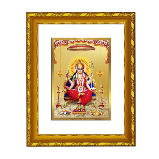 DIVINITI 24K Gold Plated Santoshi Mata Photo Frame For Home Decor, Tabletop, Puja (21.5 X 17.5 CM)