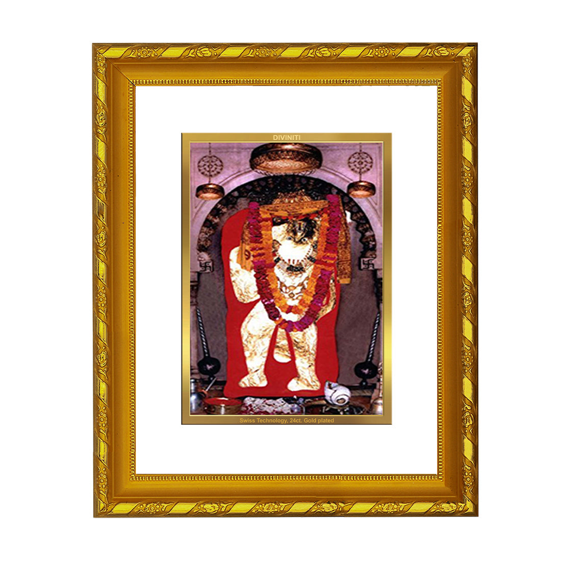 DIVINITI 24K Gold Plated Mahendipur Balaji Wall Photo Frame For Home Decor, Festival Puja (21.5 X 17.5 CM)