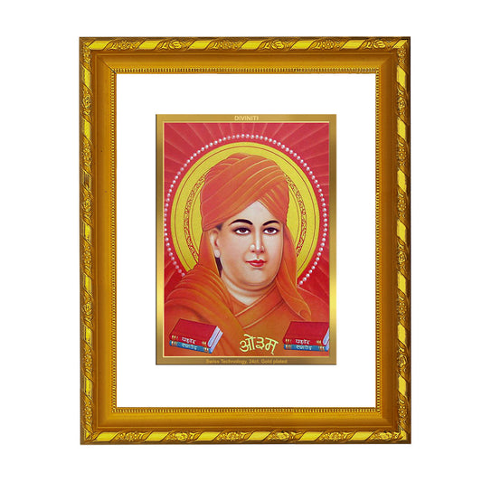 DIVINITI 24K Gold Plated Dayananda Saraswati Photo Frame For Home Wall Decor, Tabletop (21.5 X 17.5 CM)