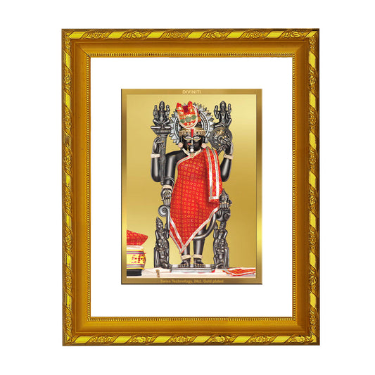 DIVINITI 24K Gold Plated Dwarkadhish Photo Frame For Home Wall Decor, Puja, Festive Gift (21.5 X 17.5 CM)