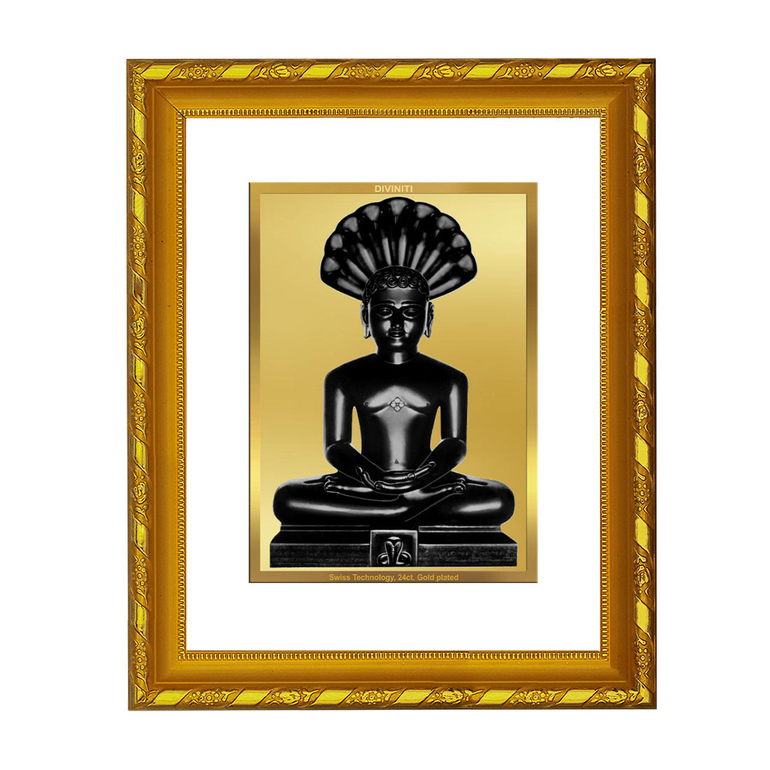 DIVINITI 24K Gold Plated Parshvanatha Photo Frame For Home Decor, Prayer, Gift (21.5 X 17.5 CM)