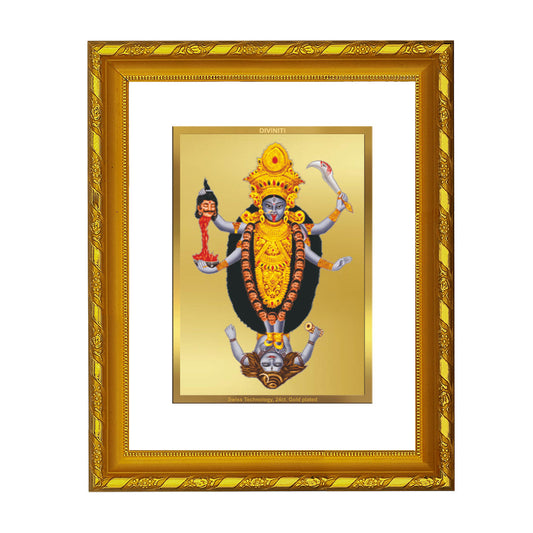 DIVINITI 24K Gold Plated Maa Kali Wall Photo Frame For Home Decor, Tabletop, Gift, Puja (21.5 X 17.5 CM)