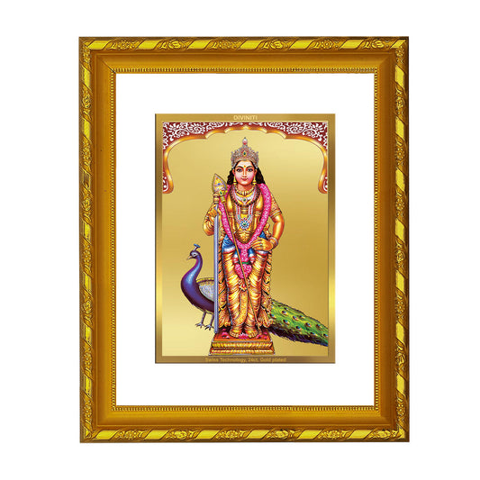 DIVINITI 24K Gold Plated Murugan Photo Frame For Home Wall Decor, Prayer, Festival (21.5 X 17.5 CM)