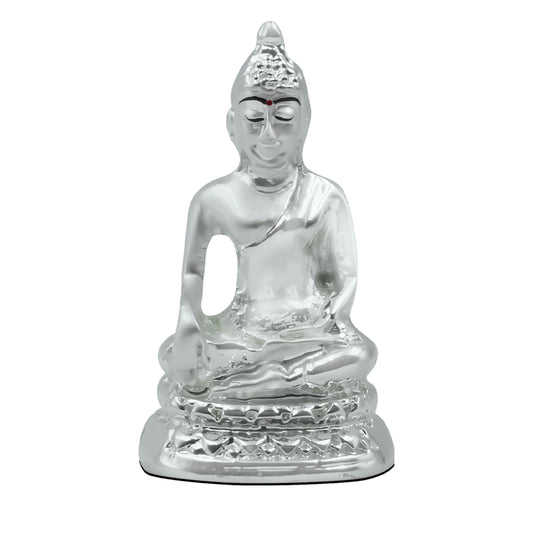 Diviniti 999 Silver Plated Buddha Idol for Home Decor Showpiece (5.5 X 3 CM)