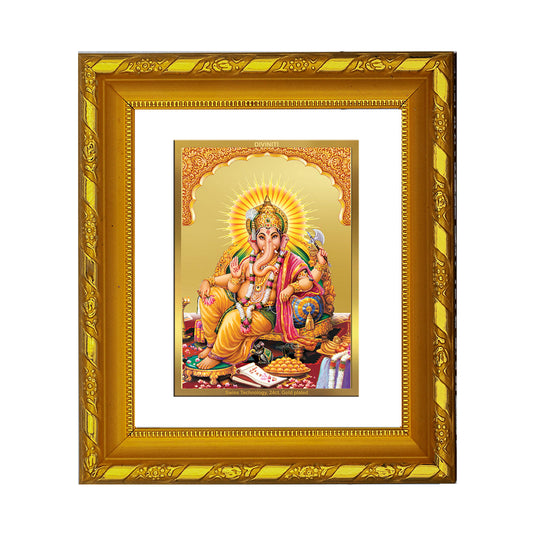 DIVINITI 24K Gold Plated Lord Ganesha Photo Frame For Home Wall Decor, Success, Luck (15.0 X 13.0 CM)