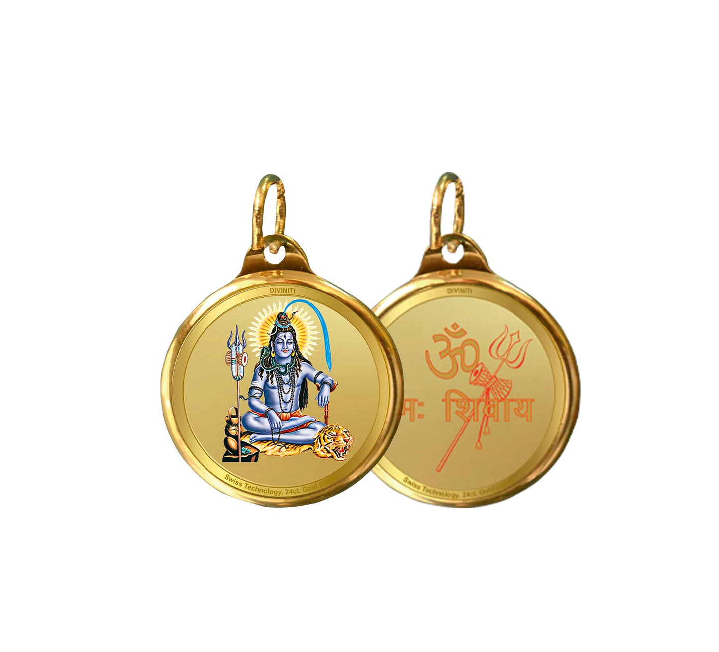 Diviniti 24K Double sided Gold Plated Pendant  SHIVA & OM|22 MM Flip Coin (1 PCS)