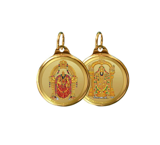 Diviniti 24K Double sided Gold Plated Pendant  Padmawati & Balaji|28 MM Flip Coin (1 PCS)