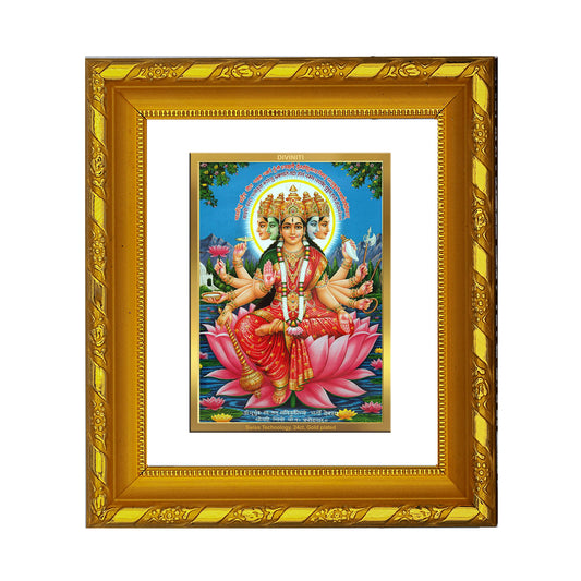 DIVINITI 24K Gold Plated Goddess Gayatri Photo Frame For Home Decor, Festival Gift (15.0 X 13.0 CM)