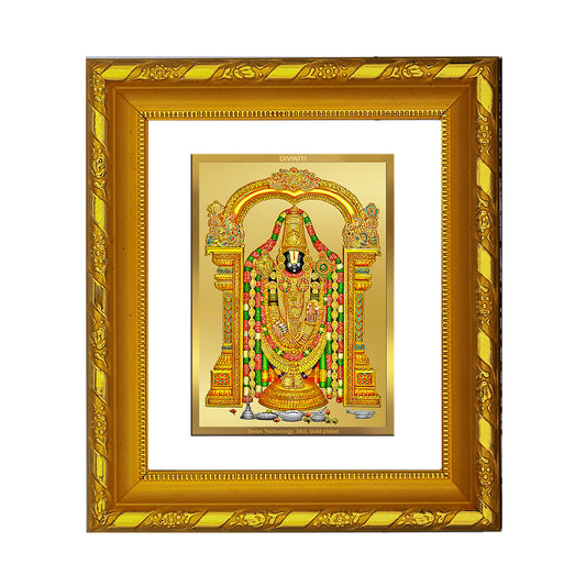 DIVINITI 24K Gold Plated Tirupati Balaji Photo Frame For Home Decor, Premium Gift, Puja (15.0 X 13.0 CM)