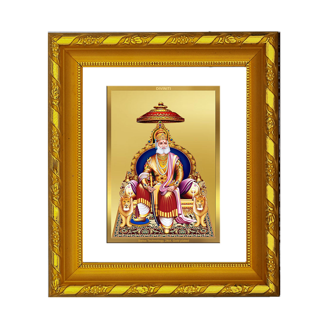 DIVINITI 24K Gold Plated Agrasen Maharaj Photo Frame For Home Decor, Luxury Gift (15.0 X 13.0 CM)