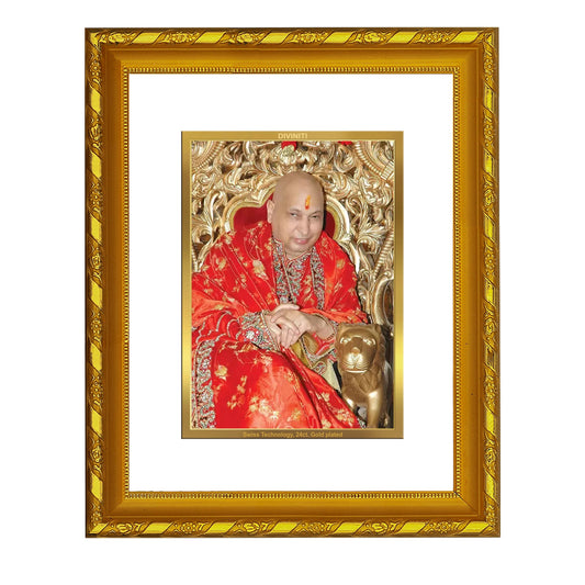 Diviniti Guruji Gold Plated Wall Photo Frame, Table Decor| DG Frame 103 Size 2 and 24K Gold Plated Foil| Religious Photo Frame Idol For Prayer, Gifts Items (21.5 CM X 17.5 CM) GJ8