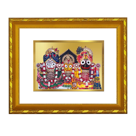 DIVINITI 24K Gold Plated Jagannath Photo Frame For Home Wall Decor, Puja Room, Gift (21.5 X 17.5 CM)