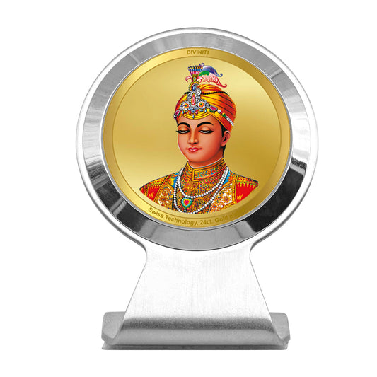 Diviniti 24K Gold Plated Guru Harkrishan For Car Dashboard, Home Decor, Table & Gift (6.2 x 4.5 CM)