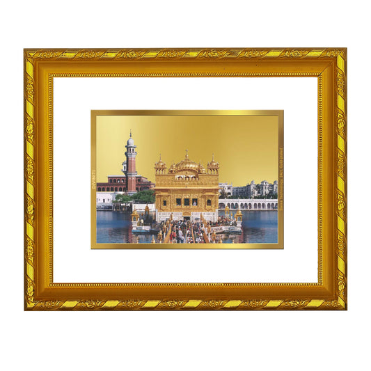 DIVINITI 24K Gold Plated Golden Temple Photo Frame For Home Wall Decor, Luxury Gift (21.5 X 17.5 CM)