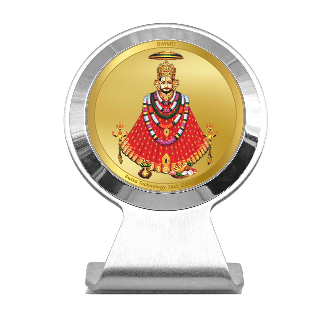 Diviniti 24K Gold Plated Khatu Shyam Frame For Car Dashboard, Home Decor, Table Top, Puja, Gift (6.2 x 4.5 CM)