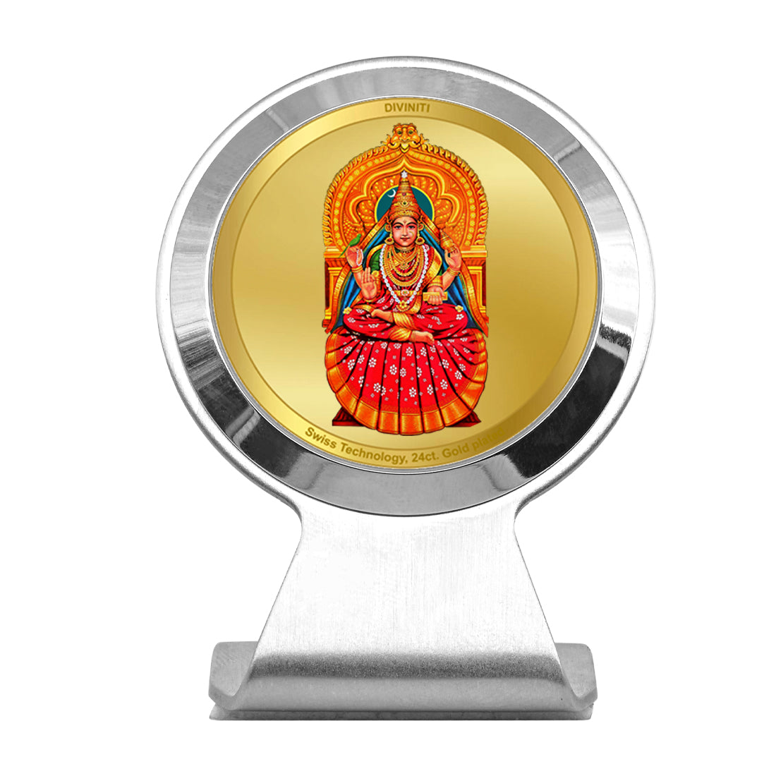 Diviniti 24K Gold Plated Sharda Mata Frame For Car Dashboard, Home Decor & Puja (6.2 x 4.5 CM)