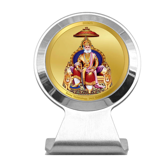 Diviniti 24K Gold Plated Agrasen Maharaj Frame For Car Dashboard, Home Decor & Gift (6.2 x 4.5 CM)