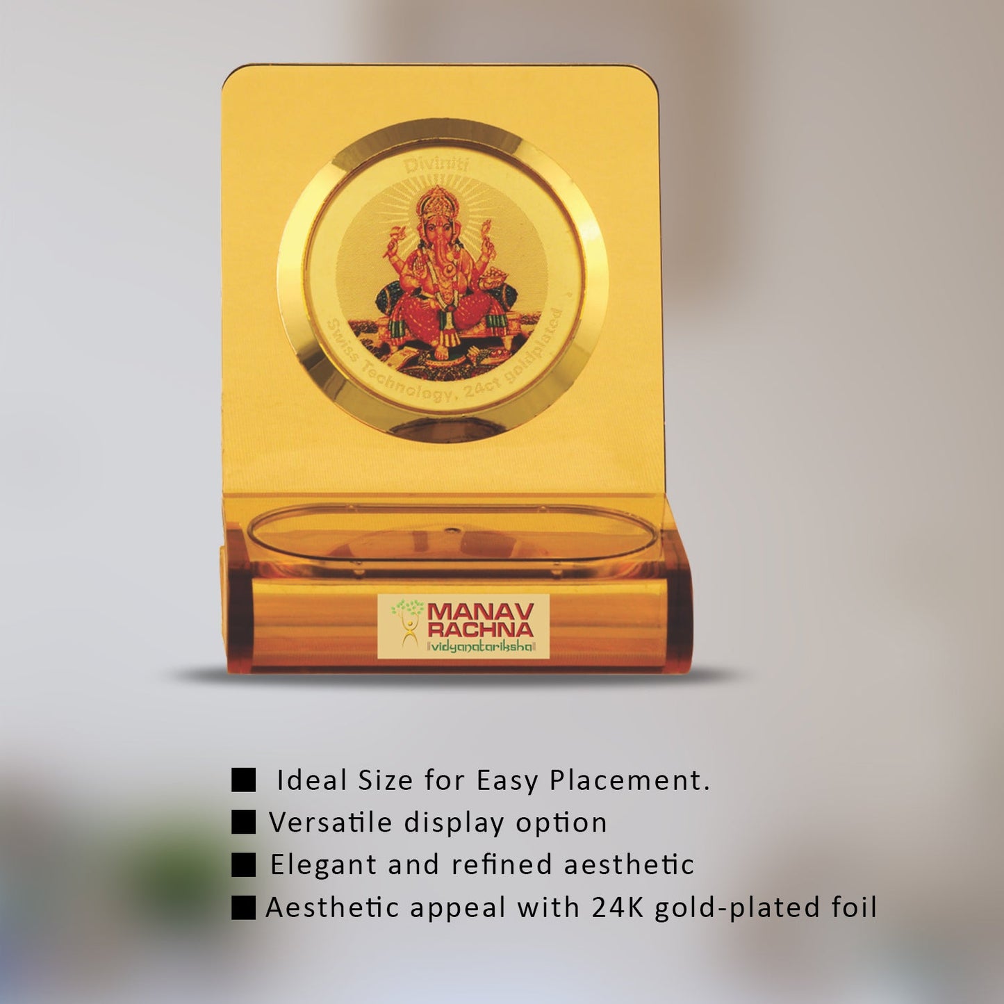 24K Gold Ganesha Photo Frame