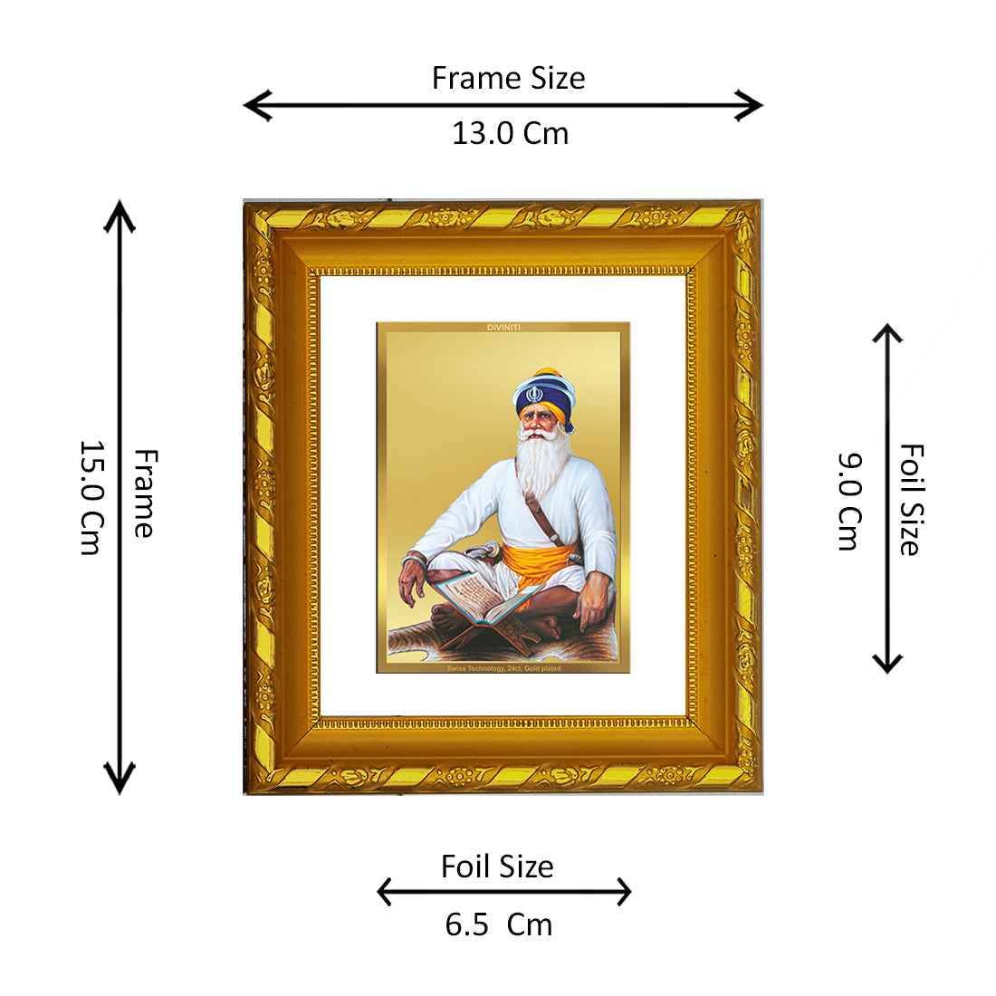 24K Gold Plated Baba Deep Singh Ji Photo Frame