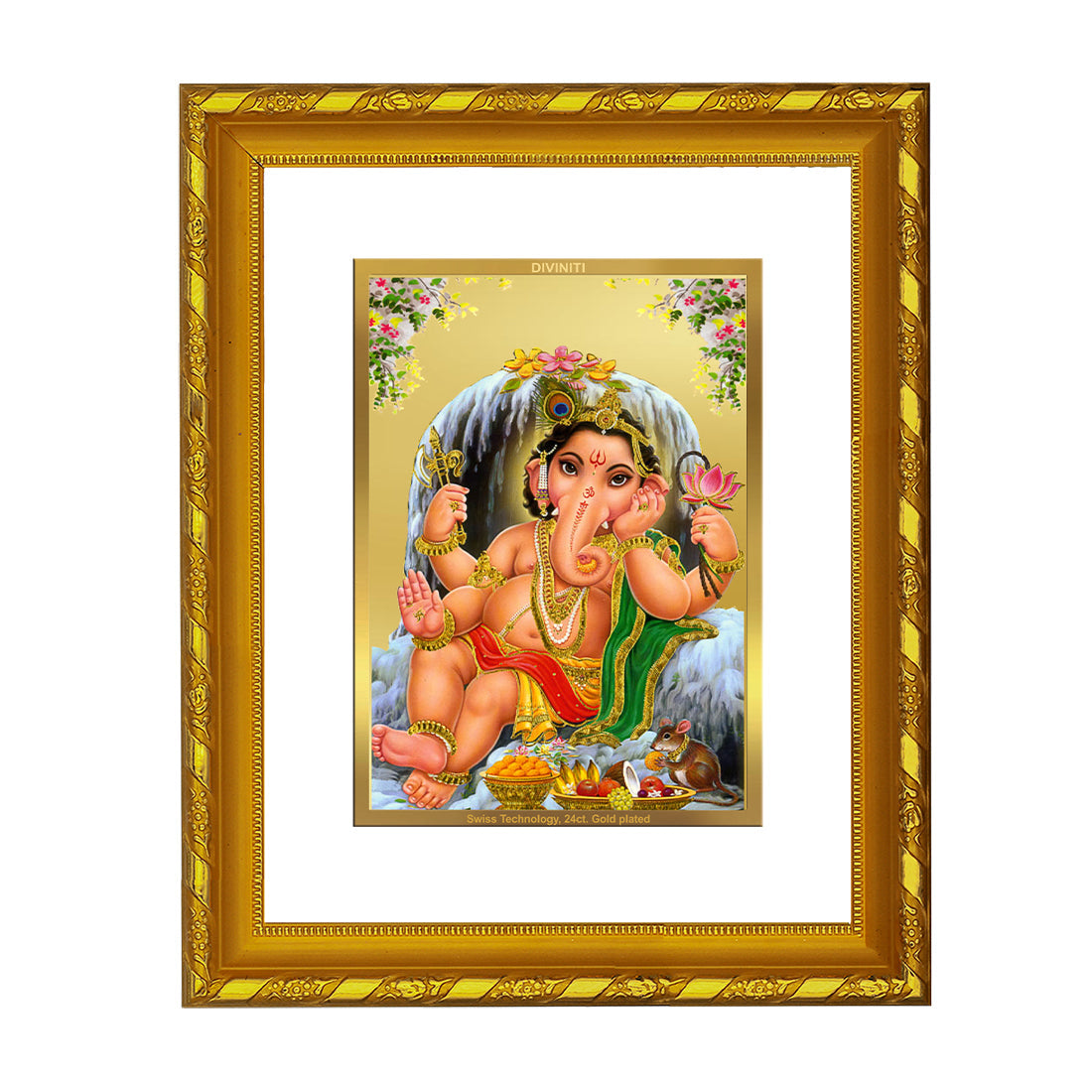 24K Gold Plated Bal Ganesha Photo Frame