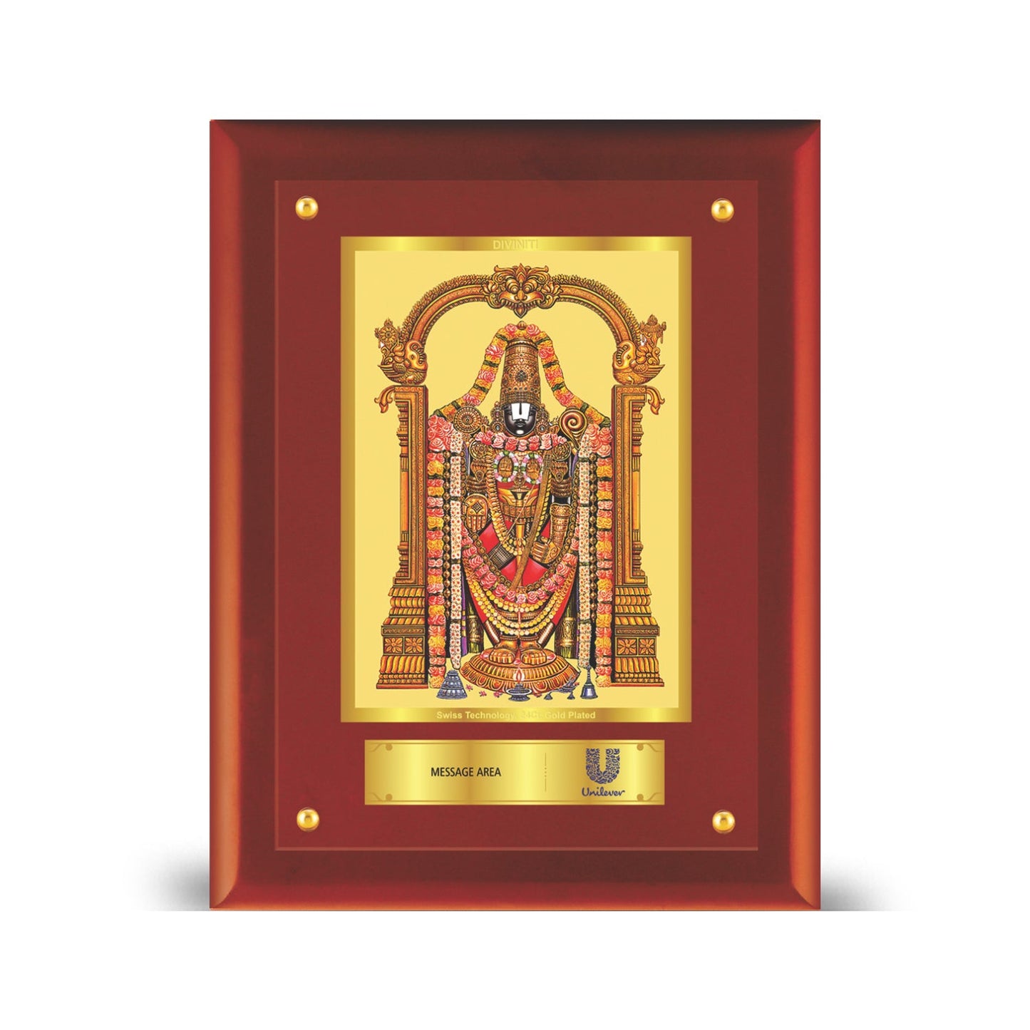 24K Gold Plated Balaji Photo Frame for Pooja & Corporate