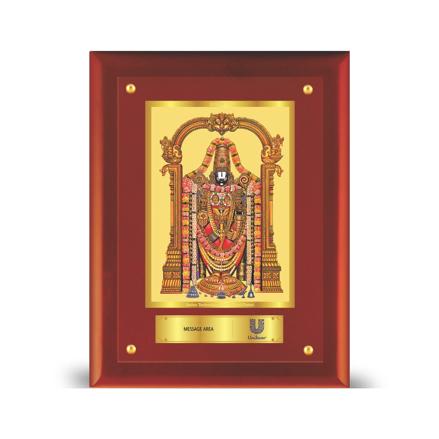 24K Gold Plated Balaji Photo Frame for Pooja & Corporate