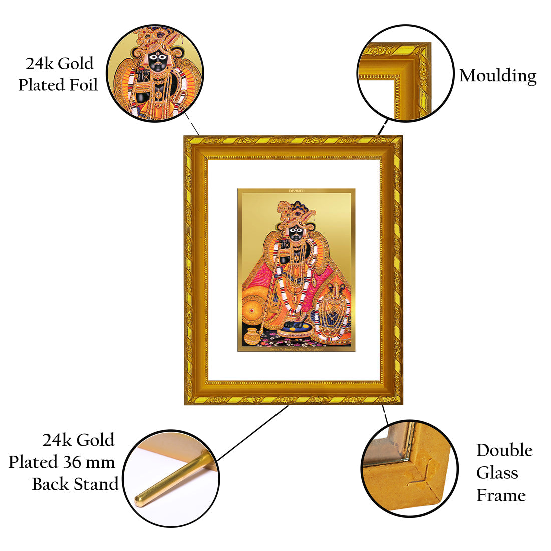 24K Gold Plated Bankey Bihari Photo Frame