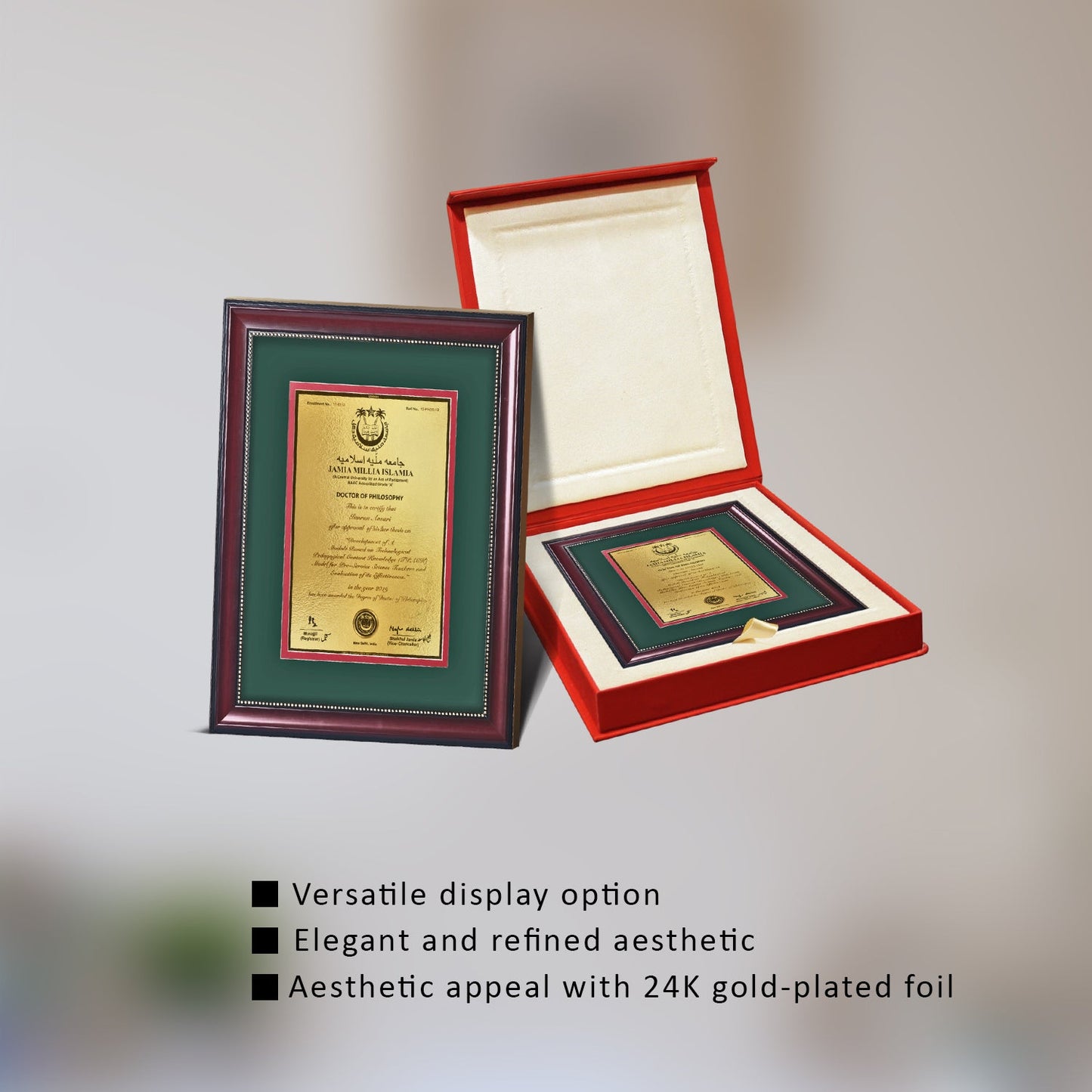 24K Gold Plated Custom Academic Certificate