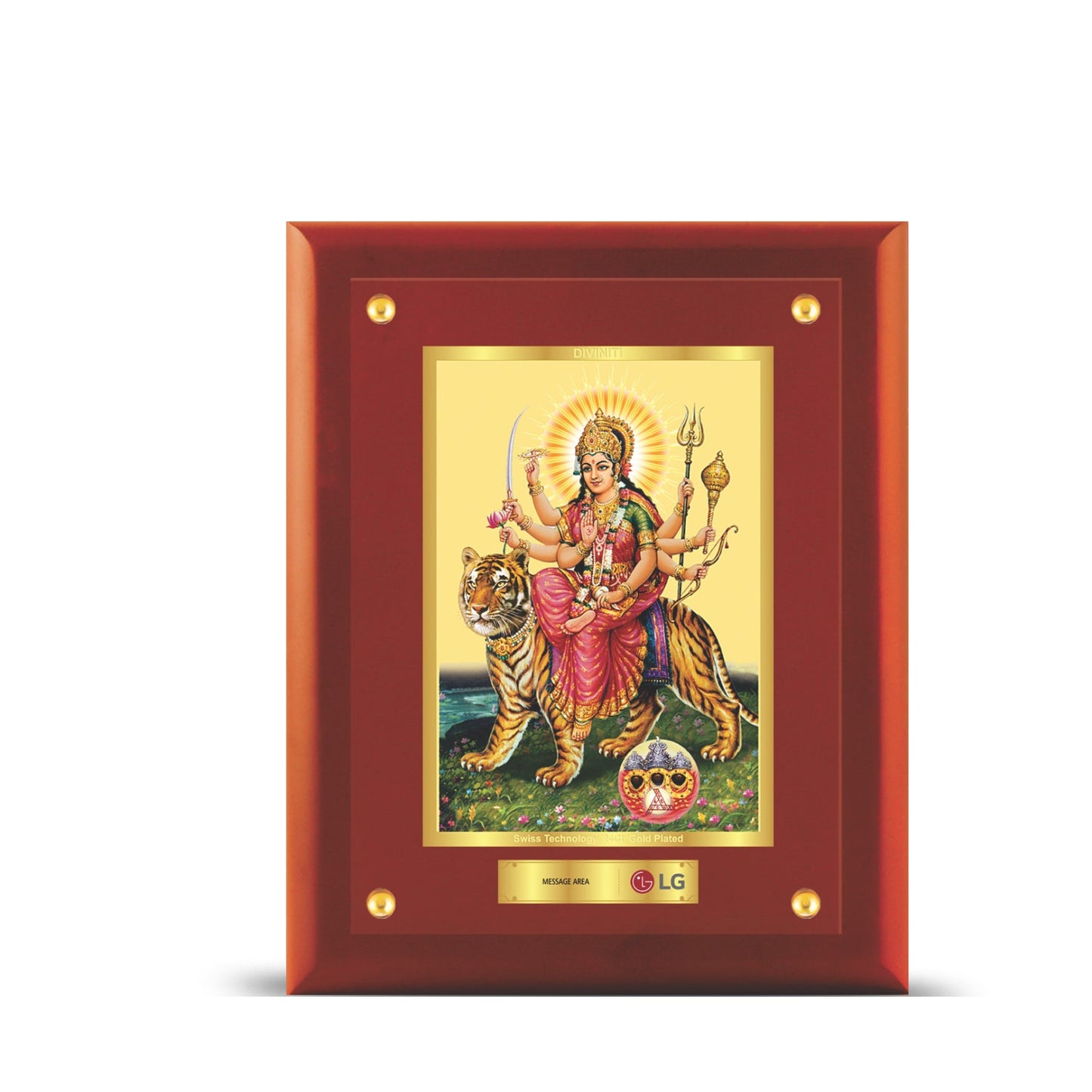 24K Gold Plated Durga Mata Photo Frame