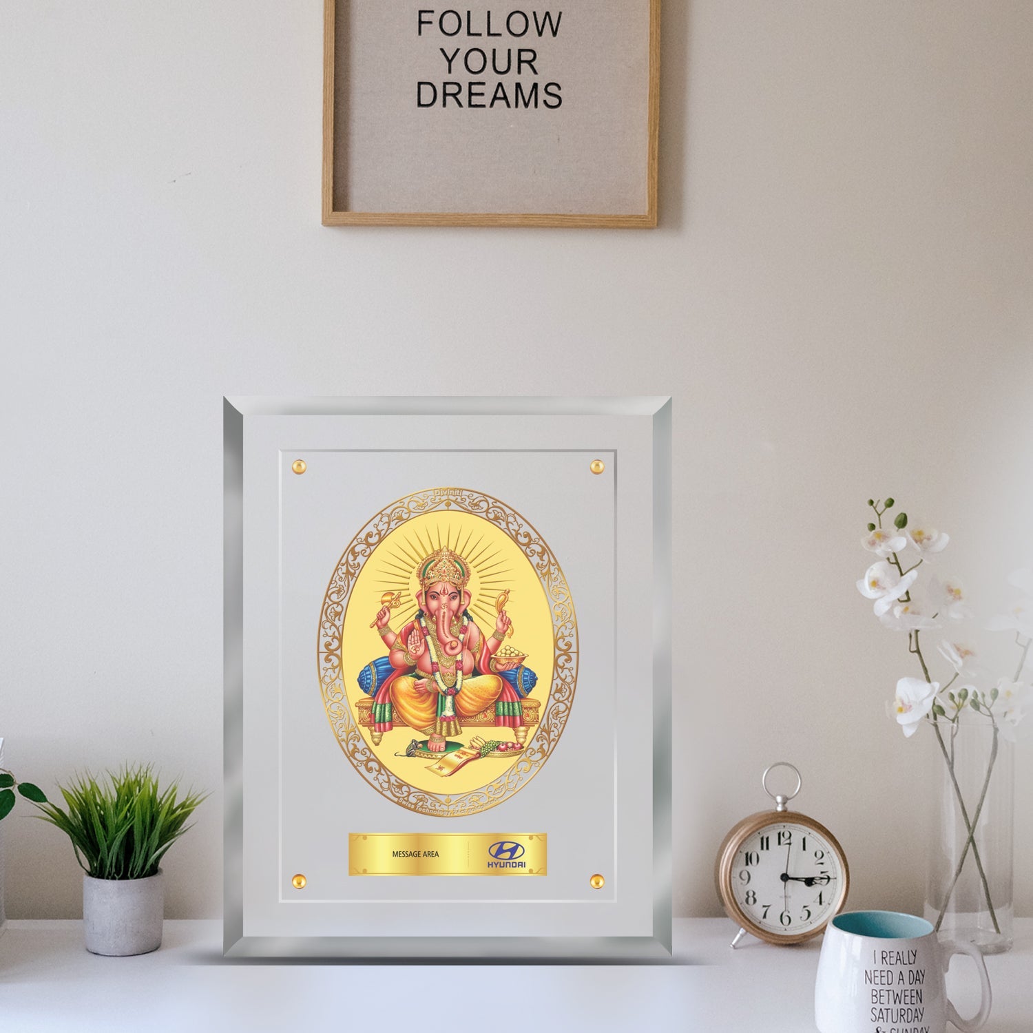 24K Gold Plated Ganesha Photo Frame